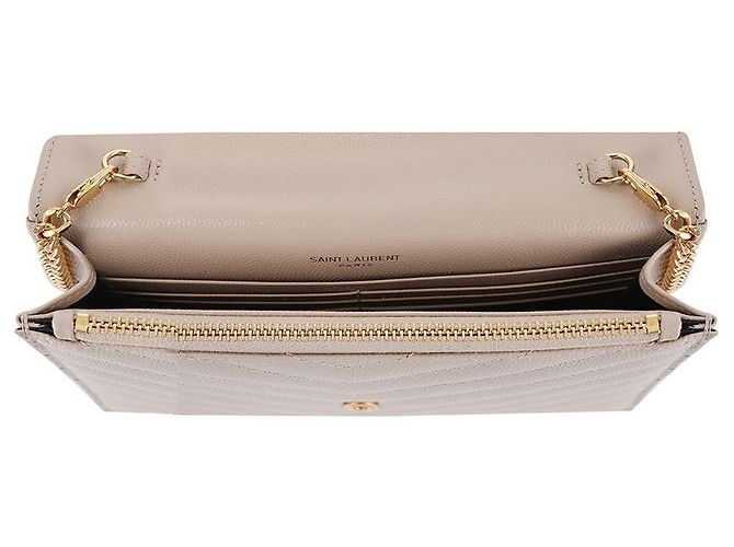 Saint Laurent Portafoglio a bustina con catena Cassandra Marrone - vista 7