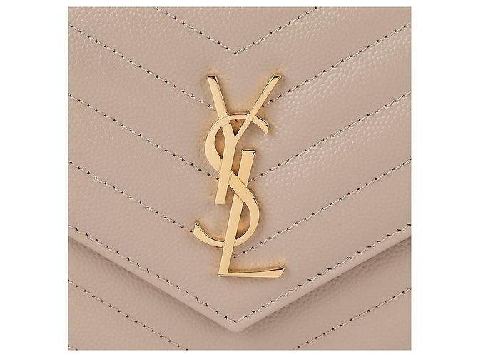 Saint Laurent Portafoglio a bustina con catena Cassandra Marrone - vista 9