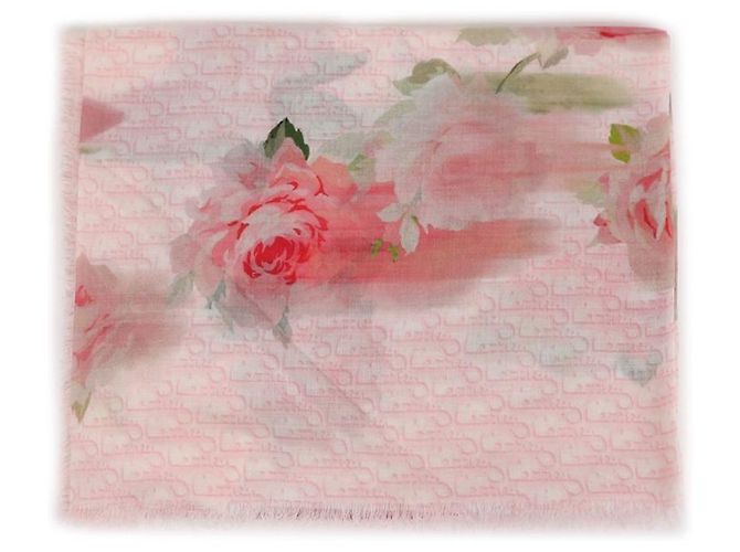 Dior Sciarpa quadrata con motivo rosa dipinta - vista 5