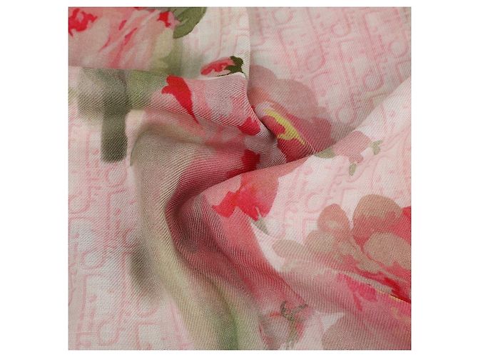 Dior Sciarpa quadrata con motivo rosa dipinta - vista 6