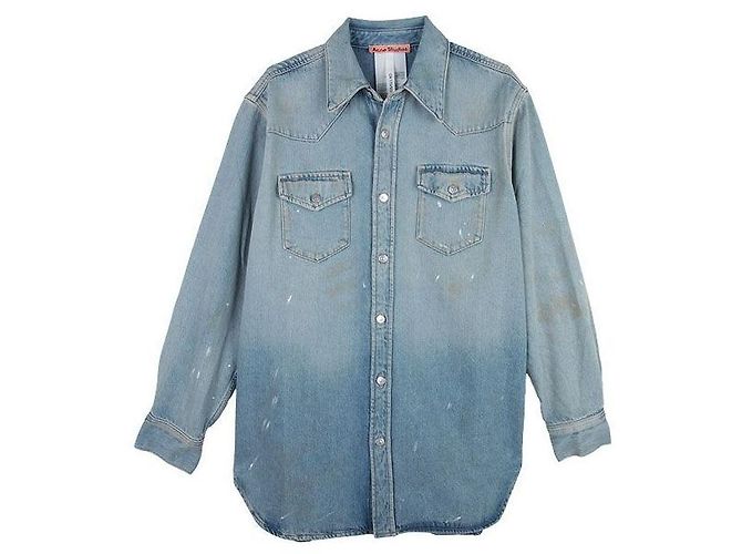 Camicia in denim oversize Acne Dirty Blu - vista 2