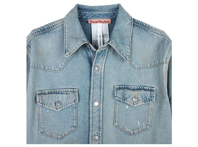 Camicia in denim oversize Acne Dirty Blu - vista 4