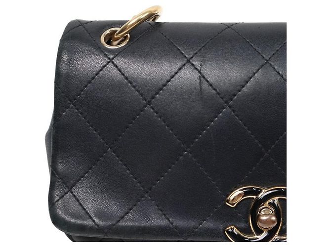 Chanel Borsa a tracolla CC Flap in agnello trapuntato nero - vista 10
