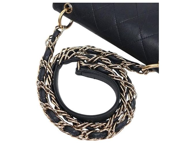 Chanel Borsa a tracolla CC Flap in agnello trapuntato nero - vista 13