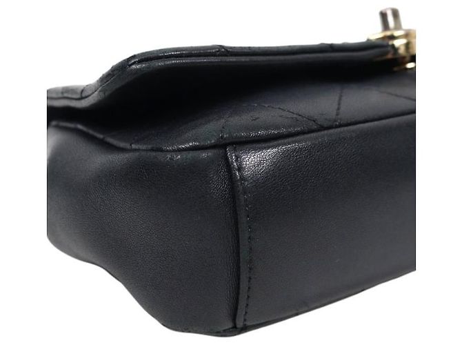 Chanel Borsa a tracolla CC Flap in agnello trapuntato nero - vista 9