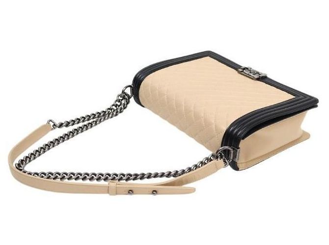 Chanel Borsa a Spalla Boy Large Beige Marrone - vista 7
