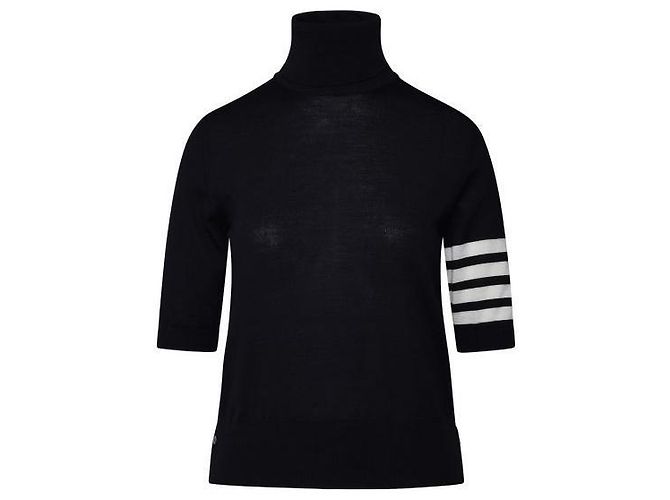 Thom Browne Entspannter Kurzarm-Rollkragen aus feiner Merinowolle Blau - Ansicht 3