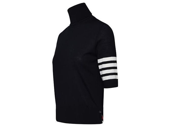 Thom Browne Entspannter Kurzarm-Rollkragen aus feiner Merinowolle Blau - Ansicht 5