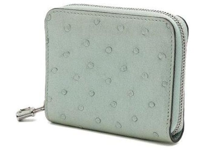 Louis Vuitton Portafoglio con zip in struzzo Unisex Verde - vista 3