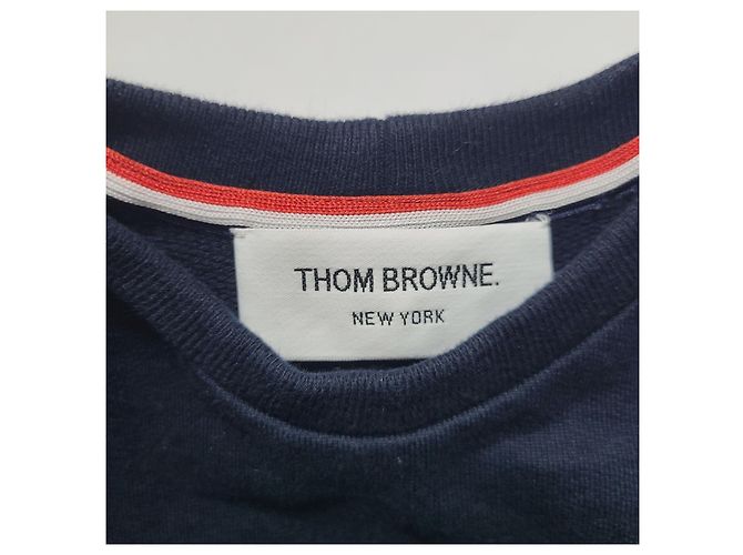 Thom Browne Kids Bar Sweatshirt Navy Blau - vista 6