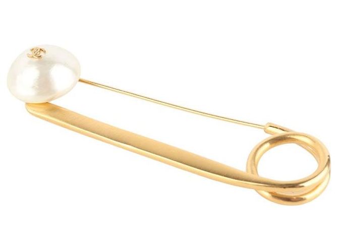 Chanel Spilla Logo CC in Oro e Madreperla Arancione - vista 2