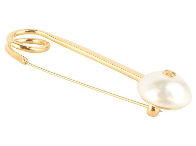 Chanel Spilla Logo CC in Oro e Madreperla Arancione - vista 3