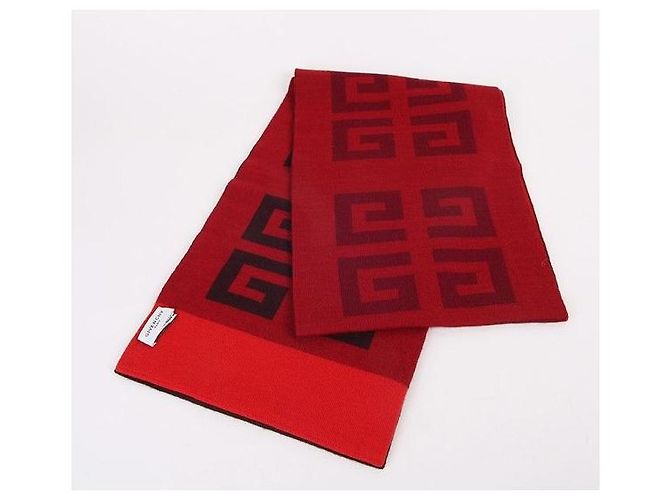 Givenchy Logo Pattern Red Wool Scarf - view 2