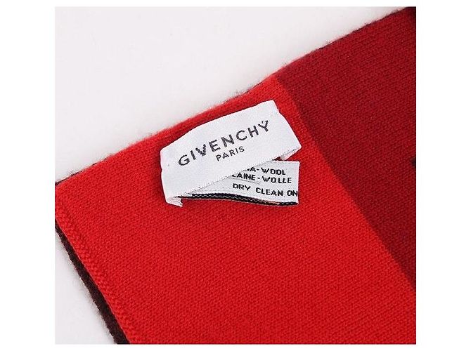 Givenchy Logo Pattern Red Wool Scarf - view 4