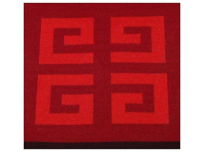 Givenchy Logo Pattern Red Wool Scarf - view 5