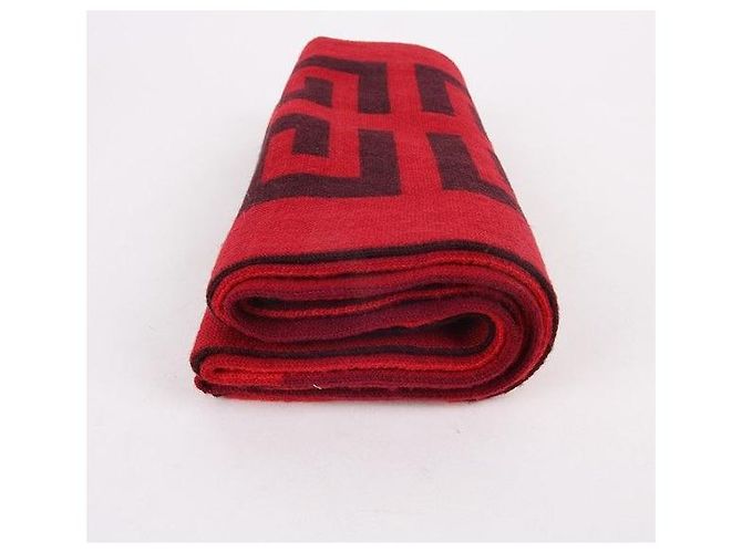 Givenchy Logo Pattern Red Wool Scarf - view 6
