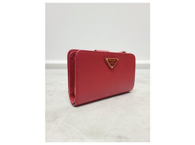 Prada Red Saffiano Triangle Logo Women's Wallet - view 2
