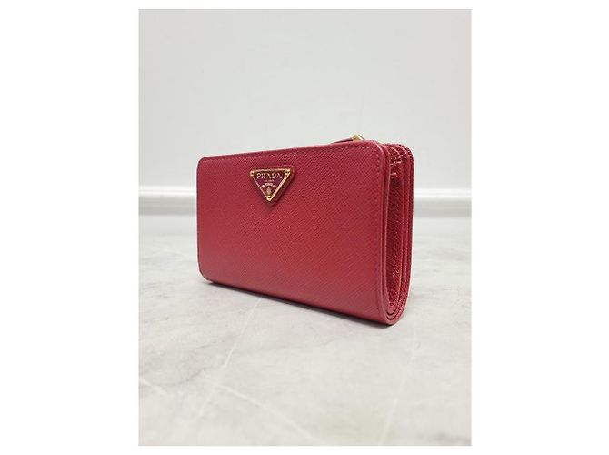 Prada Red Saffiano Triangle Logo Women's Wallet - view 3
