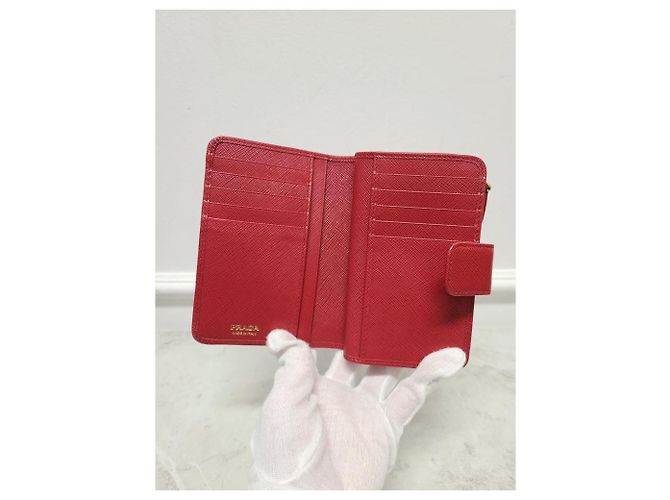 Prada Red Saffiano Triangle Logo Women's Wallet - view 4