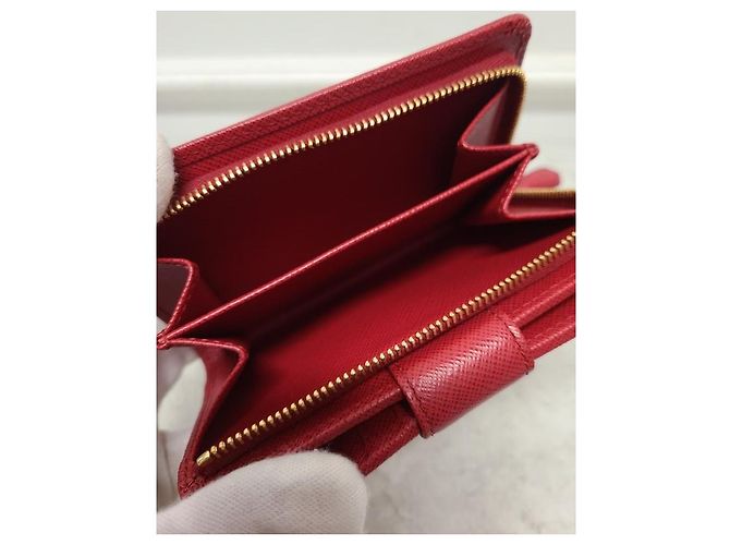Prada Red Saffiano Triangle Logo Women's Wallet - view 5