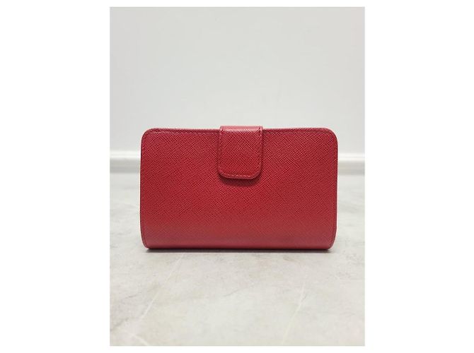 Prada Red Saffiano Triangle Logo Women's Wallet - view 6