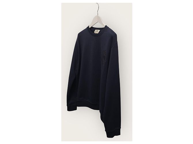 Hermès Pull à col rond brodé Marine Claude Cels Bleu - vue 2