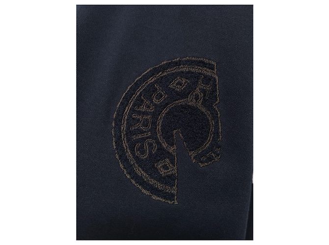 Hermès Pull à col rond brodé Marine Claude Cels Bleu - vue 3