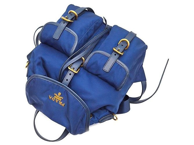 Prada Nylon Two-Pocket Backpack Blue - view 4