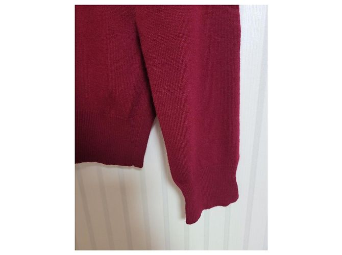 Comme Des Garcons Burgundy Double Wappen Strickjacke für Herren Rot - Ansicht 4