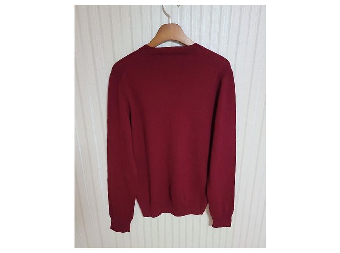 Comme Des Garcons Burgundy Double Wappen Strickjacke für Herren Rot - Ansicht 5