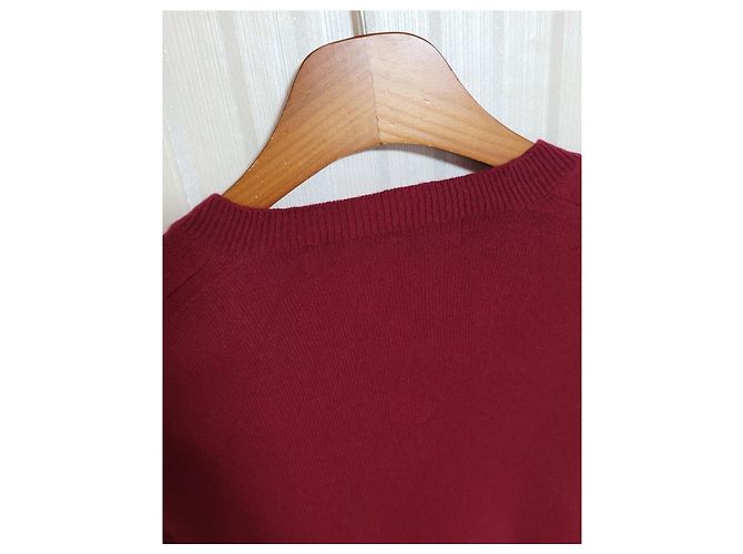 Comme Des Garcons Burgundy Double Wappen Strickjacke für Herren Rot - Ansicht 6