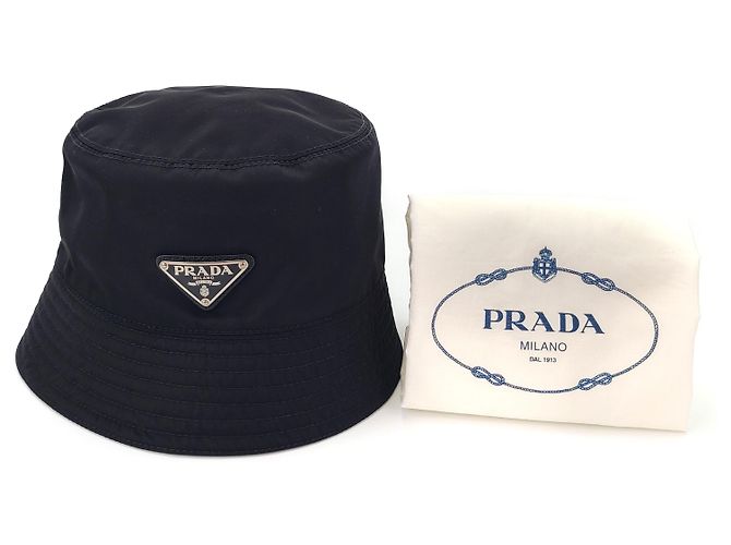 Prada Rina Nylon Bucket Hat mit Dreieckslogo Schwarz - Ansicht 6