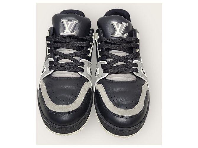 Louis Vuitton Sneakers Trainer in pelle LV Nero e Grigio Marrone - vista 6