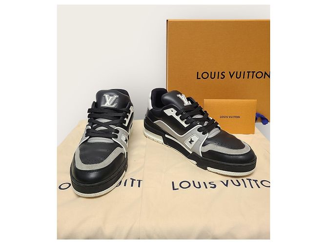 Louis Vuitton Sneakers Trainer in pelle LV Nero e Grigio Marrone - vista 8