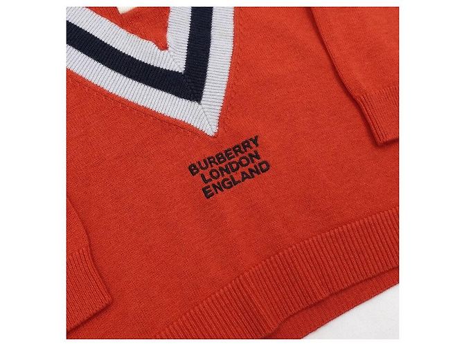 Burberry Roter Cashmere-Logo Strickpullover mit langen Ärmeln für Baby und Kinder - Ansicht 3