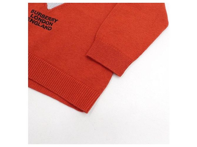 Burberry Roter Cashmere-Logo Strickpullover mit langen Ärmeln für Baby und Kinder - Ansicht 4