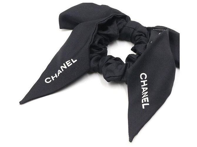 Chanel Coletero de cinta de seda y diadema para mujer Negro - vista 3