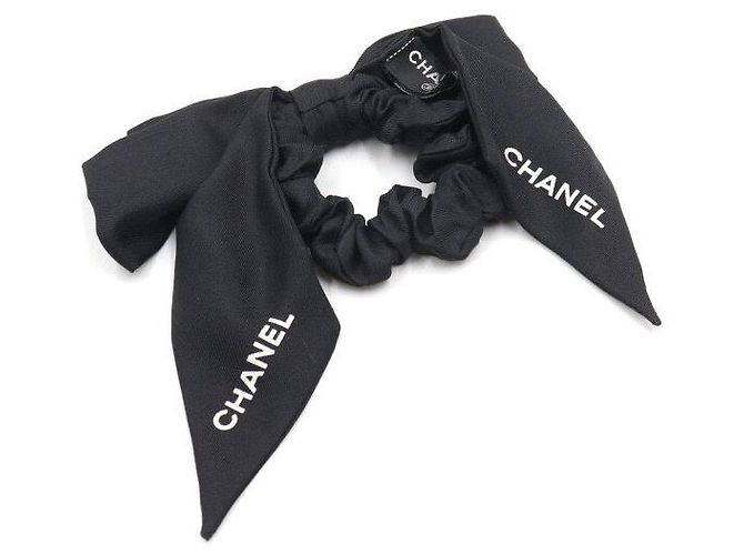 Chanel Coletero de cinta de seda y diadema para mujer Negro - vista 5