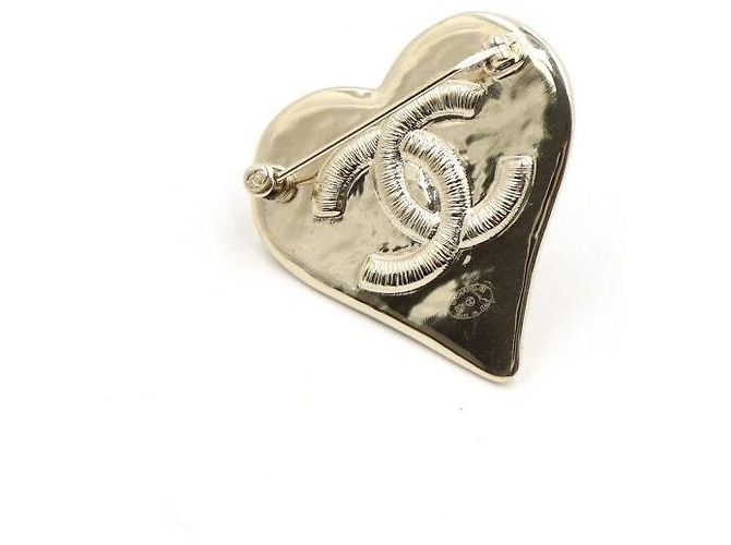 Chanel Spilla da donna con logo CC a forma di cuore nero e oro - vista 4