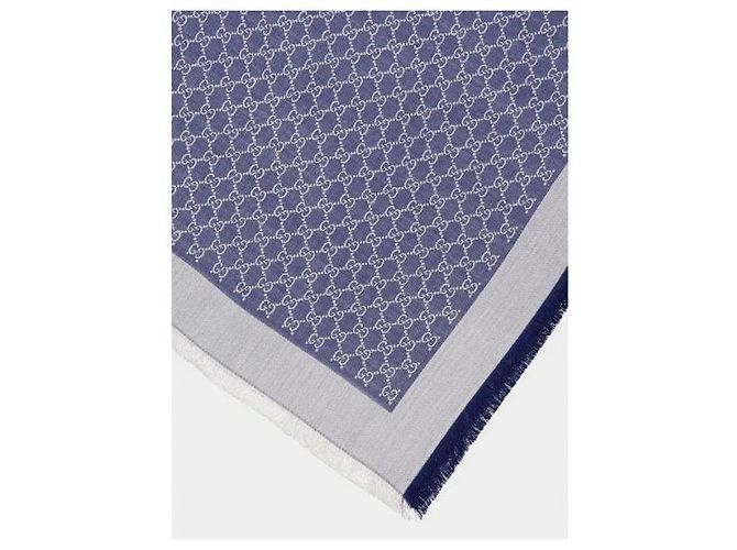 Gucci GG Seidenwollschal Blau - Ansicht 4