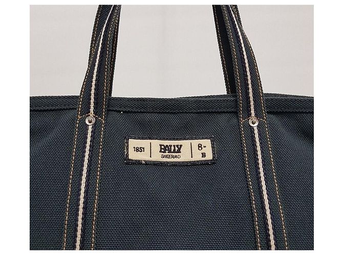 Bally Borsa shopper in tela Blu - vista 2