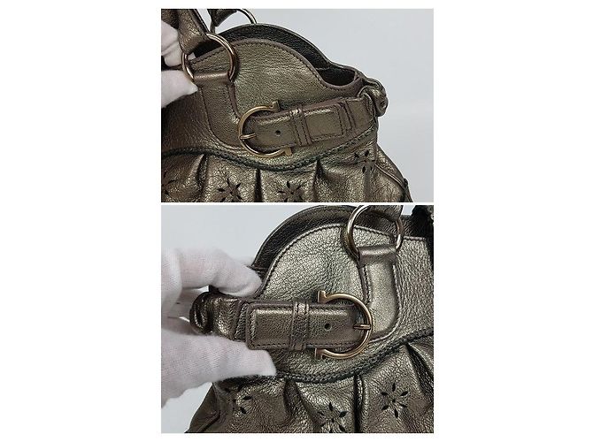 Salvatore Ferragamo Gancini Logo Schultertasche Braun - Ansicht 6