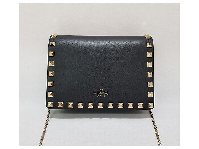 Valentino Mini borsa a tracolla Rockstud con catena Nero - vista 3