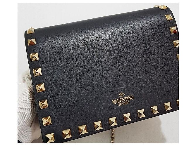 Valentino Mini borsa a tracolla Rockstud con catena Nero - vista 4