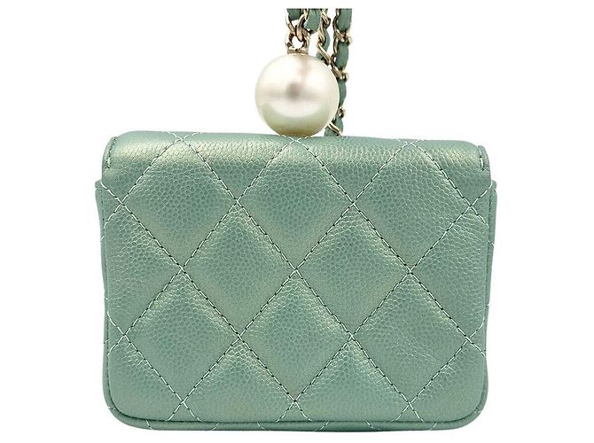 Chanel Mini Portafoglio con Catena Caviar Verde - vista 2