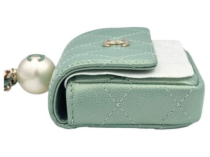 Chanel Mini Portafoglio con Catena Caviar Verde - vista 4