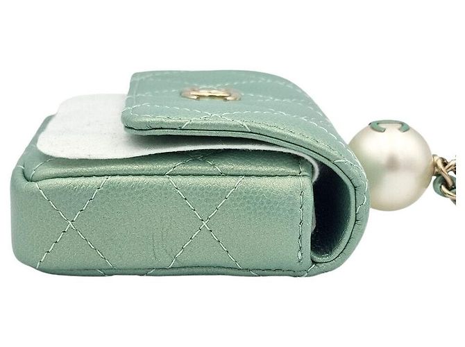 Chanel Mini Portafoglio con Catena Caviar Verde - vista 5