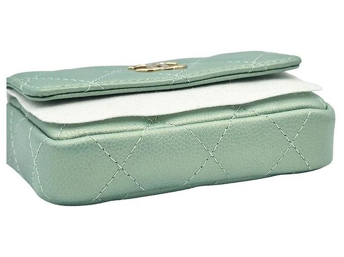 Chanel Mini Portafoglio con Catena Caviar Verde - vista 6