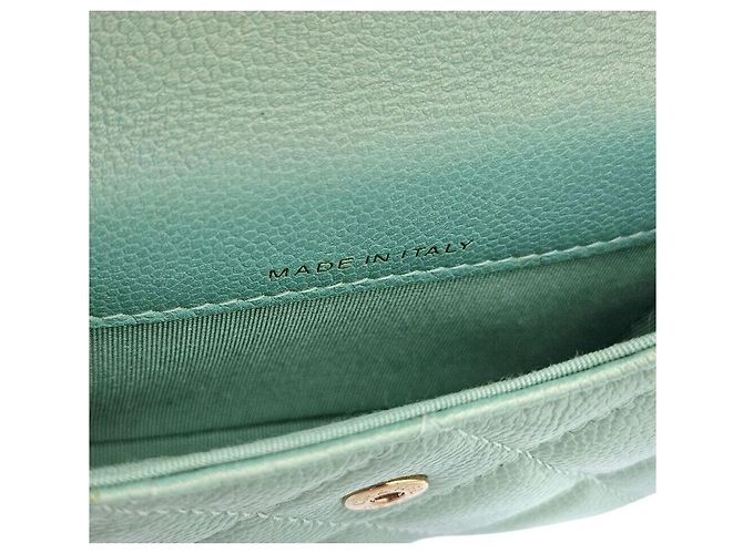 Chanel Mini Portafoglio con Catena Caviar Verde - vista 7