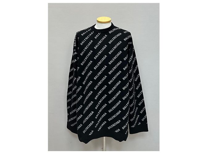 Balenciaga Cashmere-Strick mit durchgehendem Logo Silber - Ansicht 2